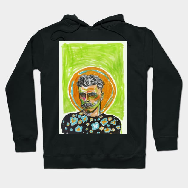 Floral and Moustaches Hoodie by FanitsaArt